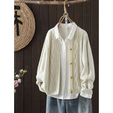 2025 New Chinese Style Improved Cheongsam Peach Shirt Retro Buckle Long-Sleeved Printed Shirt