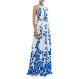 Spring And Summer New Star Fashion Printing Leisure Holiday Dress Hanging Neck Long