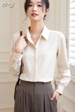 Women Shirt Long Sleeve Blouse 2023 Spring New Loose Ladies Tops Satin Women's White Shirt Basic Elegant Shirts and
