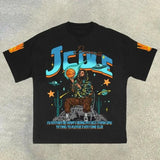 Men's T-Shirt 2024 Basketball Shirt Sports Style Short-Sleeved Cotton Print Loose T-Shirt Street Hip-Hop Blouse Short