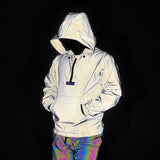 Highlight Hooded Jacket Half Zipper Full Reflective Jacket Jumper-Outfit