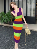 Zingj French Romantic First Love Hit Color Knitted Dress Female Xia Chun Desire Hot Girl Style Advanced Feeling Length