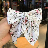 Dot Floral Print Hair Clips Girls Daisy Bow Hairpin Pastoral Retro Style Barrettes Big Bowknot Hairpin Hair