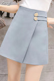 Women Solid Button Simple Summer Chiffon Lightweight Office Lady Mini Skirt All-match Slim Korean Style Fashion