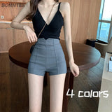 Women Elastic Solid Casual High Waist Skinny Teens All-match Ins Female College Summer 2021 New Arrival Slim Popular