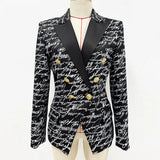 Autumn Star Fashion English Letter Print Double Buckle Repair Suit Jacket