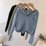 Zingj Open Autumn Coat Small Thin Loose Korean Version Casual Button Cardigan Lazy Wind Small Jacket Female Autumn-Outfit