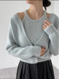 Zingj Retro Lazy Loose Knitted Cardigan Women's Autumn New Minority Foreign Style Sweater Harness Vest Two-Piece