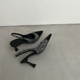 Zingj Summer New ~ Pointed Head Head Color Single Shoes Back Empty Word With High Heel Fine Heel Women's