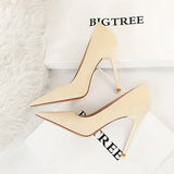 Zingj Retro High Heel Shallow Pointed Thin Heel Super High Heel Sexy Nightclub Women's Shoes High Heels Single