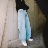 Year's Popular Street Clothing Jeans Y2K Casual Hip-Hop Blue Baggy