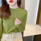Zingj Version Of The New Autumn And Winter High Elastic Soft Waxy Bottom Shirt Women's Half Turtleneck Sweater Roll Edge Cover With A Thin