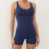 Zingj Shoulder Strap Bare Back Fitness Yoga Jumpsuit Sleeveless Hollow Back V-Waist Tight Fitness Pants- Outfit