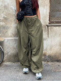 Drawstring Parachute Cargo Pants-Outfit