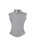 Women Summer Sexy Turtleneck Sleeveless T-Shirts Tops Solid Slim Fit Pullovers Causal Tees Shirts Female Streetwear Basics