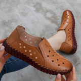 Summer Genuine Leather Shoes New Fashion Women Shoes Woman For Mom Women's Flats Comfortable Handmade Pregnant Hole