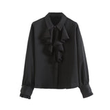 Lotus Leaf Laminated Decorative Satin Texture Shirt 2102796 In Early