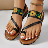 Zingj Set Toe Flat-Soled Sandals Female Large Size Family Style Elastic Belt Beach Sandals