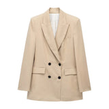 New Women's Double-Breasted Suit Jacket Straight Trousers 8194394