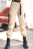 Pants Women Sashes Cargo Safari-style Pockets Unisex BF Loose All-match Ulzzang Streetwear Hip-hop Students Trendy