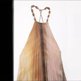 New Tie-Dye Printed Neckline Pleated Dress