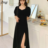Women Solid Slim Trendy Spring Simple Korean Style Elegant Casual Soft Side-slit Ladies Fashion All-match Party