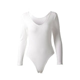 Solid Knitted Bodysuits Body Tops Bodycon Sexy Off Shoulder Long Sleeve Slim Skinny Leotard Jumpsuit Lady Stretch