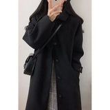 Woolen Coat Is Popular For Women In The Spring And Summer Of 2023, The New Korean Version Of Black Medium-Length Tweed Coat Is Popular To