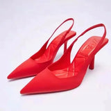 ZAR 2022 Summer Leopard Pumps for Women Fashion Ponited Toe Rhinestone Interchangeable Strap Party Heels Feminine Vintage