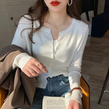 Zingj And Winter Knitwear With A Thin White Cardigan Coat With A Slim Long-Sleeved Sweater Jacket-Outfit