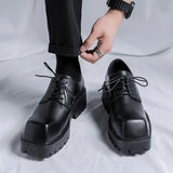 Zingj New Men's Shoes Business Casual Square Head Platform For Work Shoes Niche Design Leather Shoes