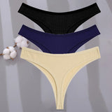 Sexy G-string Women's Cotton Panties Low-Waist Thongs Striped Solid Female Underpants Girl Comfortable Briefs