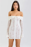 Lace Long Sleeve Off-shoulder Dress- Outfit