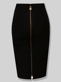 Colors XL XXL Sexy Solid Zipper Orange Blue Black Red White Pink Bandage Skirt Women Elastic Bodycon Summer Pencil Skirt 58cm 211-1-Outfit