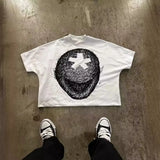 Gothic Punk Graphic Printing 0Versized T-Shirt For Men And Women Leisure