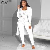 Women Tracksuit 3 Piece Set Pullover + Coat + Long Pants Solid Color Streetwear Matching Set Clothes For Women