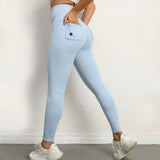 Zingj Butt Overalls Tight Pocket Yoga Pants Female High Waist Elastic Lift Hip Button Speed Dry Running Fitness Pants Women-Outfit