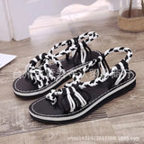 Zingj Size Summer Beach Sandals Women Clip Toe Rope Knot Flat Slippers Women- Outfit