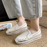 Size Casual Shoes For Women In Spring 2023 New Love Shoes With Thick And Flat Rivets And Fashionable Women's