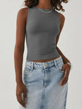 Tight Bottomed Shirt With Round Neck Racerback