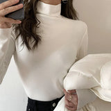 German Velvet High-Necked Bottomed Shirt With Autumn And Winter Velvet Thickened White Polished Wool Long-Sleeved