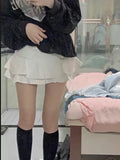 women's skirts gothic low waist white patchwork A-line skirt aesthetic outfit punk retro harajuku street style mini