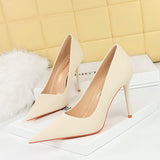 Zingj Korean Version Of Fashion Delicate Show Thin And Sweet High-Heeled Shoes With Super High Heel Shallow Mouth Pointed Single Shoes Women's