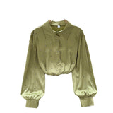 Zingj Socialite Style High-End Shirt Autumn And Winter Lantern Sleeve Diamond-Encrusted Loose Design Minority Light Extravagant
