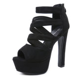 Zingj High Heel Women's Shoes 14Cm Ultra High Thick Heel Summer Sandal Model Runway Show Stage Performance