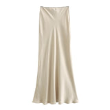 Spring Silk Satin Floral Trimmed Skirt 4661400