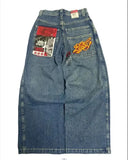 Zingj Hiphop New Spring Hip-Hop Style Straight Jeans With Loose Broad Legs 211-1-Outfit
