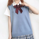 Women Sweater Vests Embroidery V-neck Preppy Style Fashionable All-match Ulzzang Schoolgirls JK Streetwear Kawaii Sweet