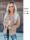 Zingj Fall 2024 New Casual Fashion Corduroy Rivet Long Sleeve Jacket