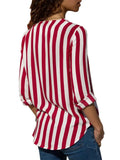 Striped Blouse V-neck Long Sleeve Blouses Shirts Casual Tops Work Wear Chiffon Shirt Plus Size Blusas Mujer De Moda